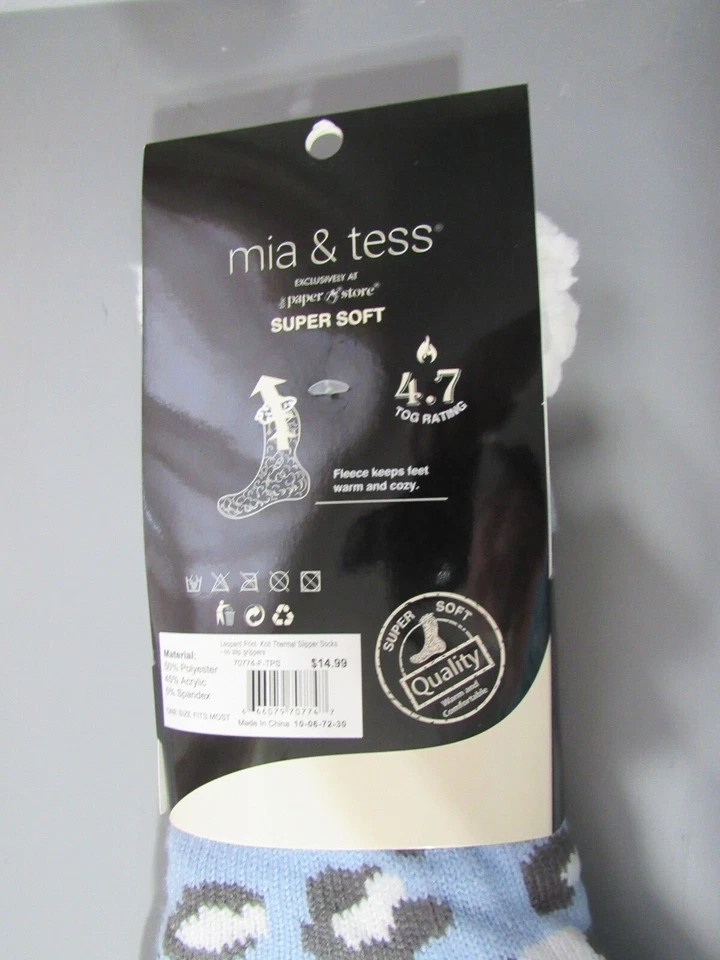 Nuevo Mia & Tess Calcetines Deportivos Tejido Térmico Azul Estampado Animal Polar Foto 3 de 4