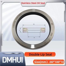 Oil Seal 80x100x10 Double Lip Seal Stainless Steel Oil Seal PTFE SS 80×100×10