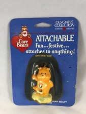 1985 Vintage Care Bears Figure Attachable Key Chain Birthday Bear Sealed Zip