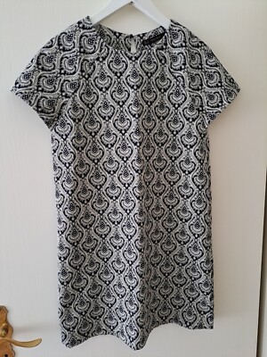 Zara Basic Kleid Paisley Gr.M Kleid Schwarz Creme