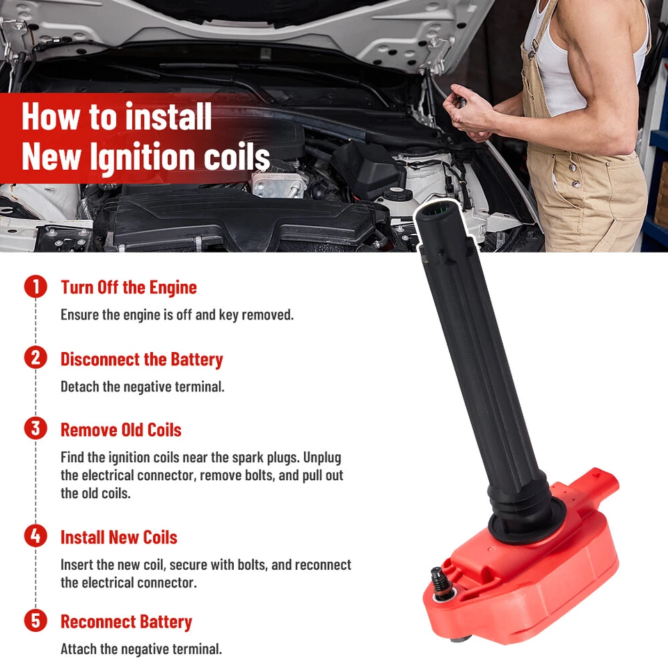 6 Ignition Coil + 6 Spark Plug for 3.6L 2016-2021 Chrysler Dodge Jeep Ram UF807 - Image 4 of 4