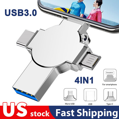 2TB 4in1 Portable Flash Drive USB3.0 Memory Stick OTG for iPhone Android PC Mac