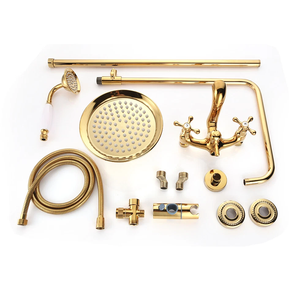 Antik Dusche Duscharmatur Rund Regendusche Retro Bad Duschset Wand Mischbatterie - Bild 4 von 4