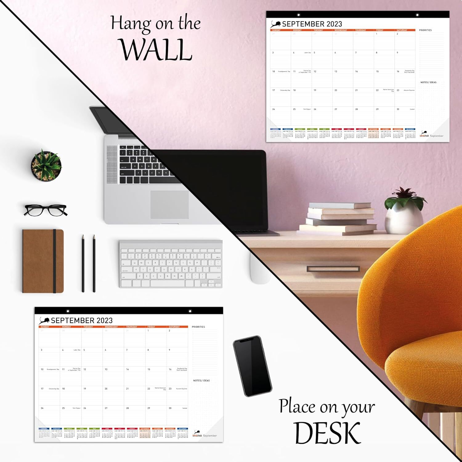 Desk Calendar 20232024 Big Monthly Table Calendar Pad for Work