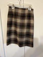 JG Hook Wool Blend BrownPlaid Pencil Straight knee length Skirt Size 6