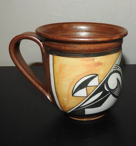 VTG Tina Richardson Southwest Pueblo Indian Style Art Pottery Coffee Mug Signed