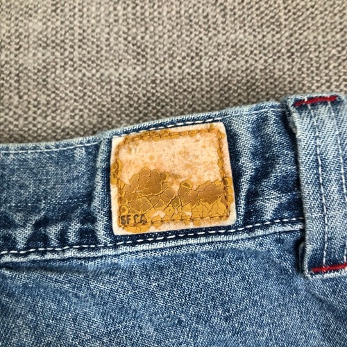 Vintage Levi's Jeans Boys 7 Blue 327 Wide Leg Distressed 90s Y2K 22x22 - Picture 13 of 14