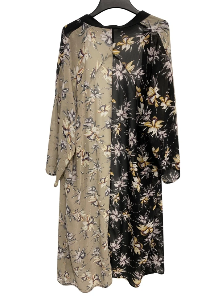 Cárdigan plumero kimono frente abierto floral Mystree talla única beige negro boho chic Foto 2 de 4