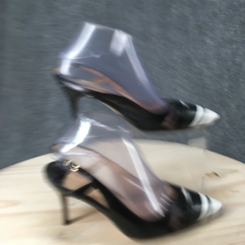 Ivanka Trump Absätze Damen 8 M Billa Slingback Stiletto Schlangenleder schwarz Leder
