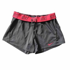 Nike Dri Fit 5" Attack Shorts Womens S Training Gray Waistband Logo Gym Athletic