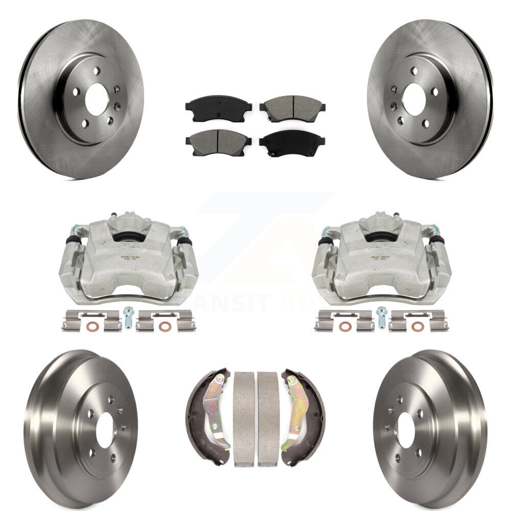 Front and Rear Brake Caliper Rotor Drum Semi-Metallic Pad Kit for Chevrolet Sonic RS