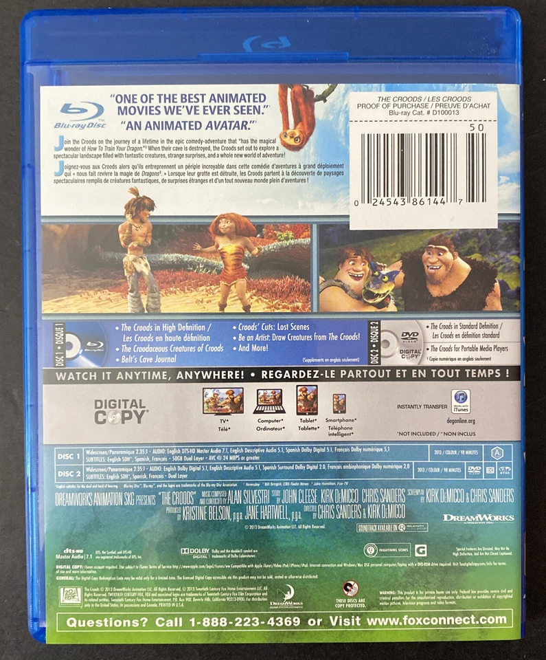 Dreamwork’s The Croods (Blu Ray/DVD) Pre-owned FREE SHIPPING in Canada!! - Image 4 of 4