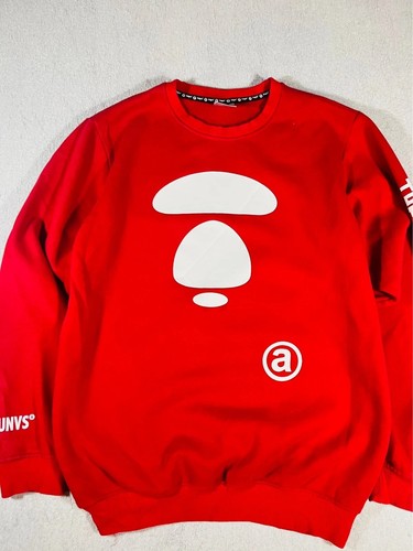 Pull Aape Col Rond Crewneck Rouge XL Y2K Coton Logo Aape Universe Vintage - Picture 2 of 12
