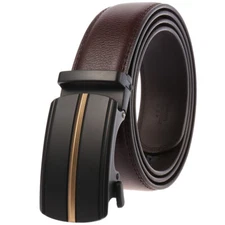 HJones Fashion Men's Leather Belt Automatic Buckle Belt Jeans Dress Gift Strap