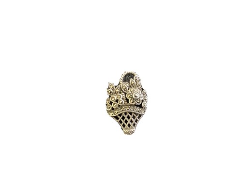 Vintage Marcasite Flower Basket Brooch Sterling Silver 4.7g - Picture 6 of 6