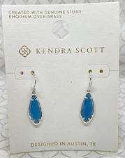 Target Kendra Scott Saige Small Drop Earrings Silver tone Teal Blue Jade