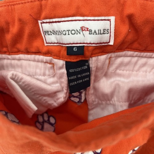 Pennington Bailes Clemson Skirt Girls Orange Tiger Paw Embroidered Cotton Size 6 - Picture 3 of 5