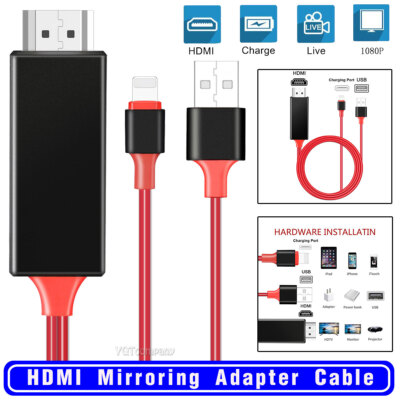HDMI Mirroring Adapter Phone to TV AV Cable For iPhone XS MAX XR iPad 9 8 mini 5