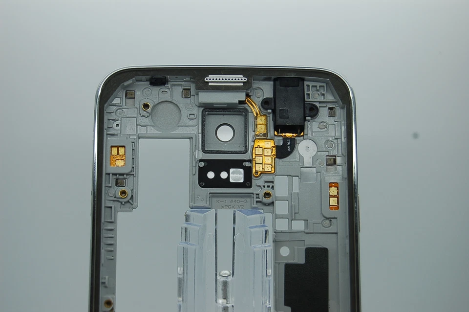  Marco de carcasa trasera + cubierta de cámara trasera para Samsung Galaxy S5 G900F plateado  Foto 4 de 4