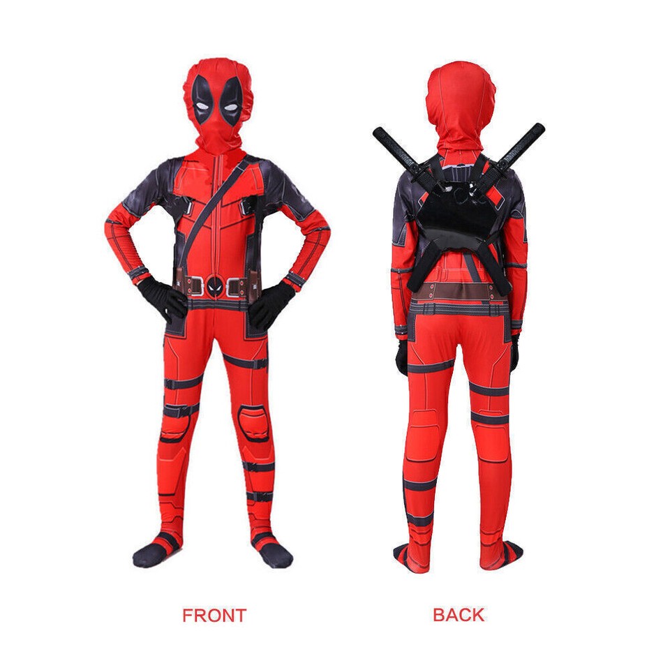 UK Deadpool Costume Cosplay Kids Bodysuit Boys 2024 HALLOWEEN Fancy
