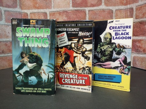 VHS Lot (3) Swamp Thing, Creature From Black Lagoon, Revenge Of Creature Horror