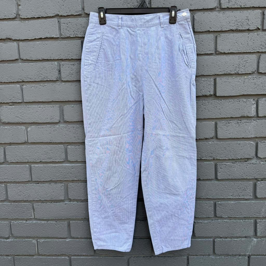 Banana Republic, Vintage 90s Banana Republic Dress Pants Blue White Striped Side Zip 12 Business