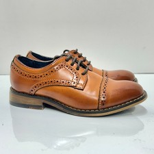 Bruno Marc Prince K1 Oxford Brown Non-Slip Cap-Toe Dress Shoes Boy's Size 10