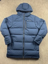 Eddie Bauer Mens M Glacier Peak Seamless Stretch Down Parka Jacket Puffer Blue