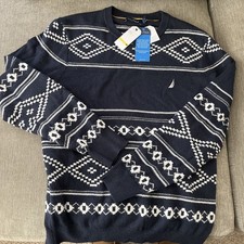 NEW NWT MENS NAUTICA DARK BLUEPULLOVER CREW NECK SWEATER SIZE MEDIUM