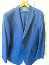 M&S Navy 2 Piece Suit Regular Fit 42R Jacket 34W 31L Trousers, wool blend