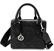 VALENTINO ORLANDI Quilted Tote Bag Purse Black Bag Crossbody Gold MRSP $259 NWT