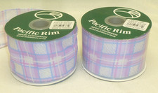 Menge 2 Drahtkante Band 2,5" mal 10 Yard Glitzer blau pink weiß Pazifik Rand
