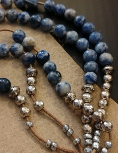 Designer J. JILL Indigo Blue/White Sodalite Stone Bead 22"-36" Cascade Necklace! - Picture 5 of 7