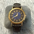 Vintage Women's BLUE SEIKO QUARTZ ANALOG WATCH Leather Strap Japan New Battery