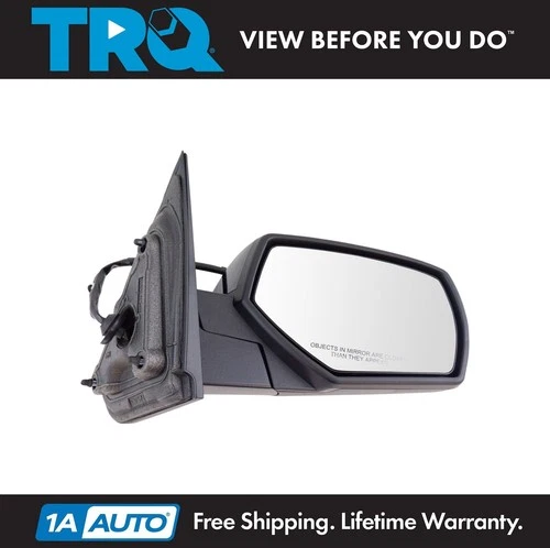 TRQ Mirror Power Heated Smooth Black RH for Chevy GMC Pickup