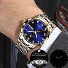 Men's Watch Waterproof Quartz Luminous Business Wristwatch Stainless Steel Band