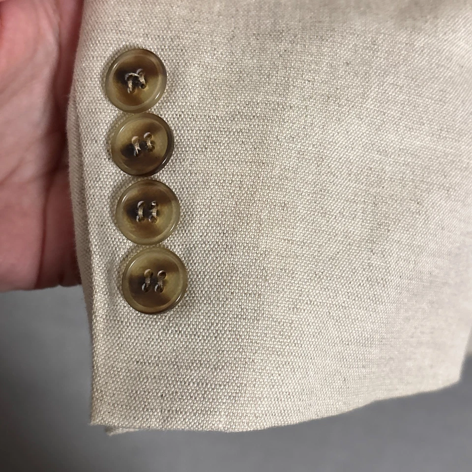 Abrigo Deportivo Lands End 48L Beige Lino Algodón Blazer Chaqueta Informal Clásico Verano Foto 4 de 4