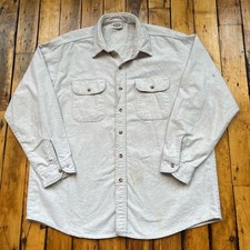Vintage Five Brother Men  s XL Flannel Shirt Chamois Beige Made in USA Distressed