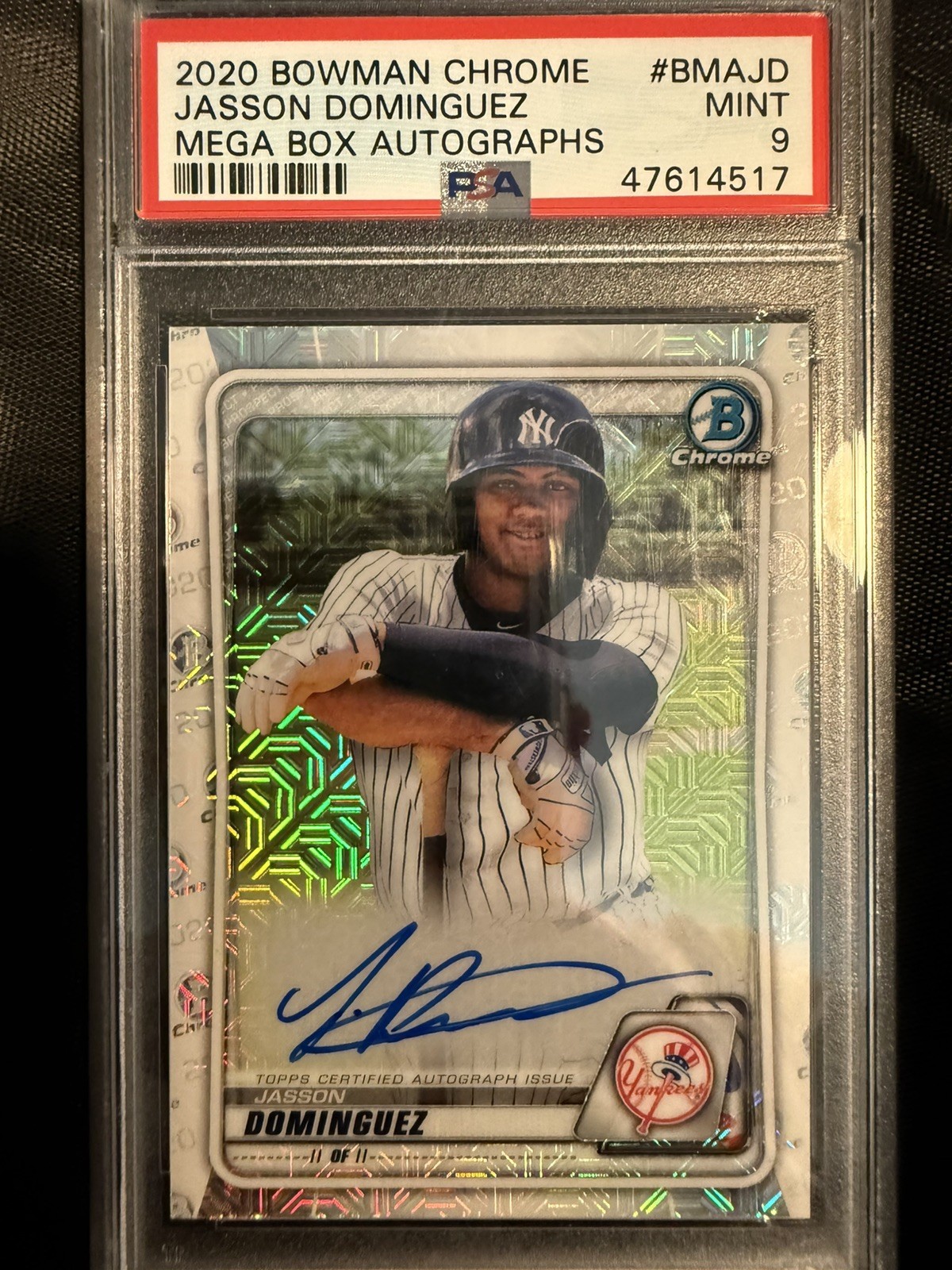 Jasson Dominguez #BMAJD Baseball Cards 2020 Bowman Chrome Mega Box Mojo Autographs trading card — raw and PSA graded price guide