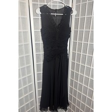 Sangria Black Midi Dress Womens 12 Black Rouched Sequin Whimsigoth Dark Romance