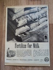 Vintage 1953 ICI Fertilize for Milk Advert Imperial Chemical Farming Print Ad