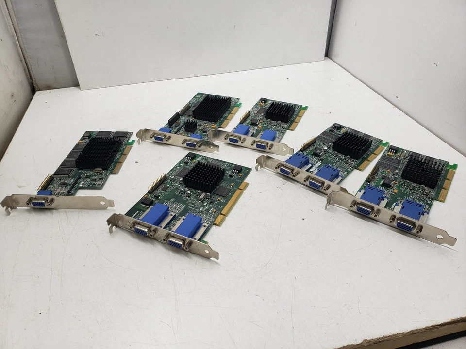 Lot of 6x Vintage Matrox PCI 32mb DDR Dual or single VGA Graphics Card - Image 2 of 4