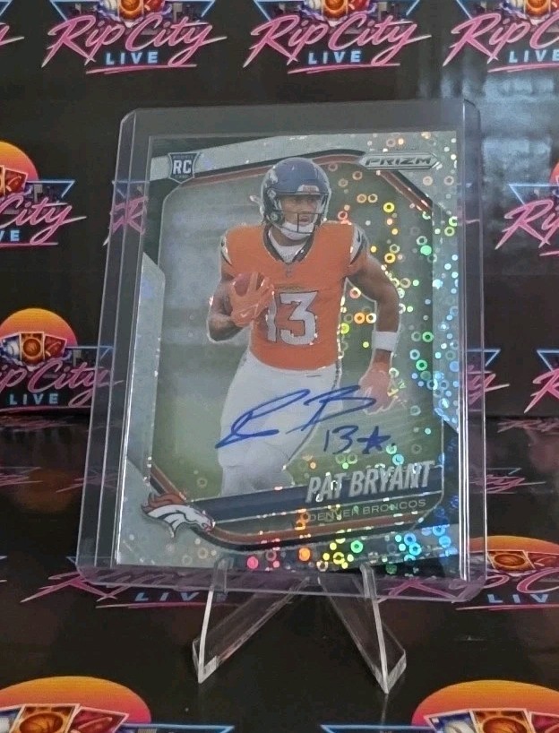 2025 Panini Prizm Pat Bryant No Huddle Silver Disco Auto SP RC Denver Broncos 