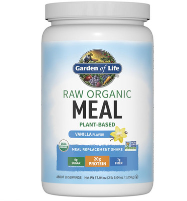 Garden of Life Meal Replacement Shakes, Raw Organic, Vanilla Protein Powder 28