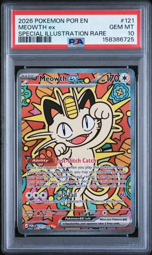 2026 Pokemon Meowth ex 121/088 Me03: Perfect Order Holo  SIR PSA 10
