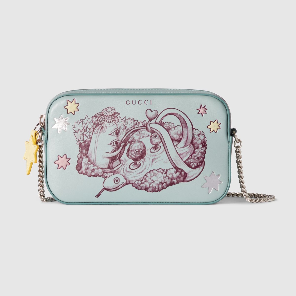 GUCCI ヒグチユウココラボ　オルゴール GUCCI x Yuko Higuchi Mini Shoulder Bag Light Blue Leather Japan