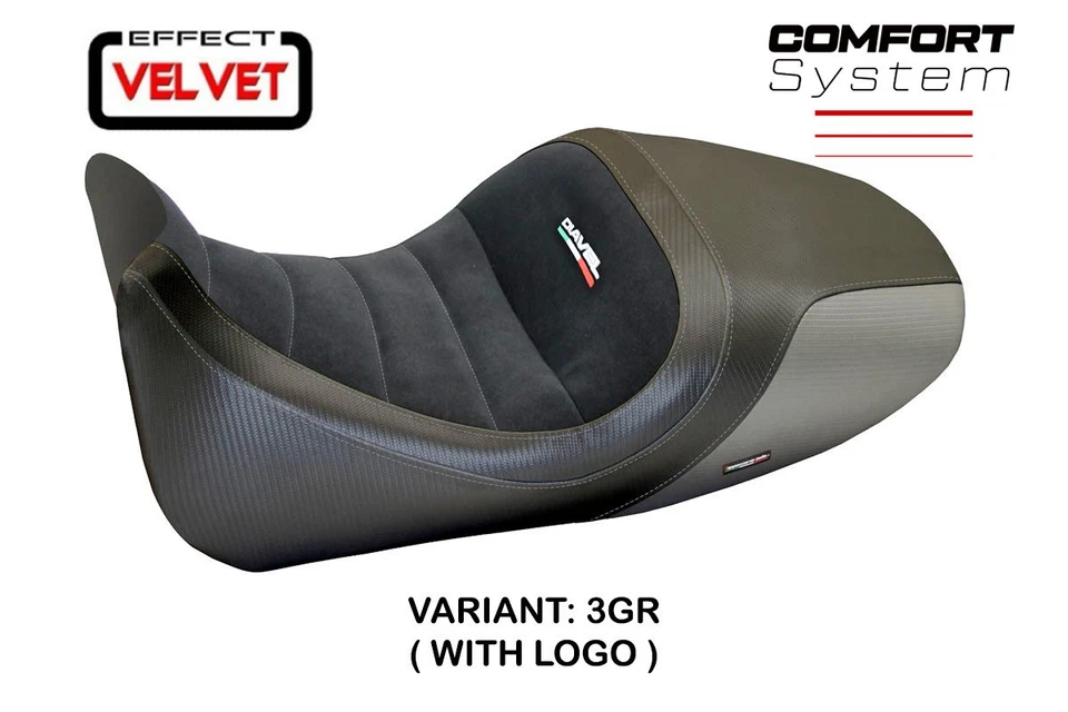 Cubierta de asiento Ducati Diavel 2014-2016 2017 2018 Tappezzeria terciopelo confort gris Foto 3 de 4