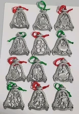 12 Days of Christmas Ornament Set, Set of 12 Metal Ornaments, Abbey + CA Gifts