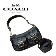 COACH CQ184 Ashton Baguette Signature Denim Handbag Shoulder Bag Women BRAND NEW