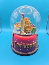 Music Glass Snow Globe * Las Vegas Skyline Casinos Nevada * Vintage Collectible